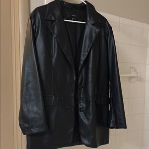 Forever 21 Black Tailored Leather Blazer